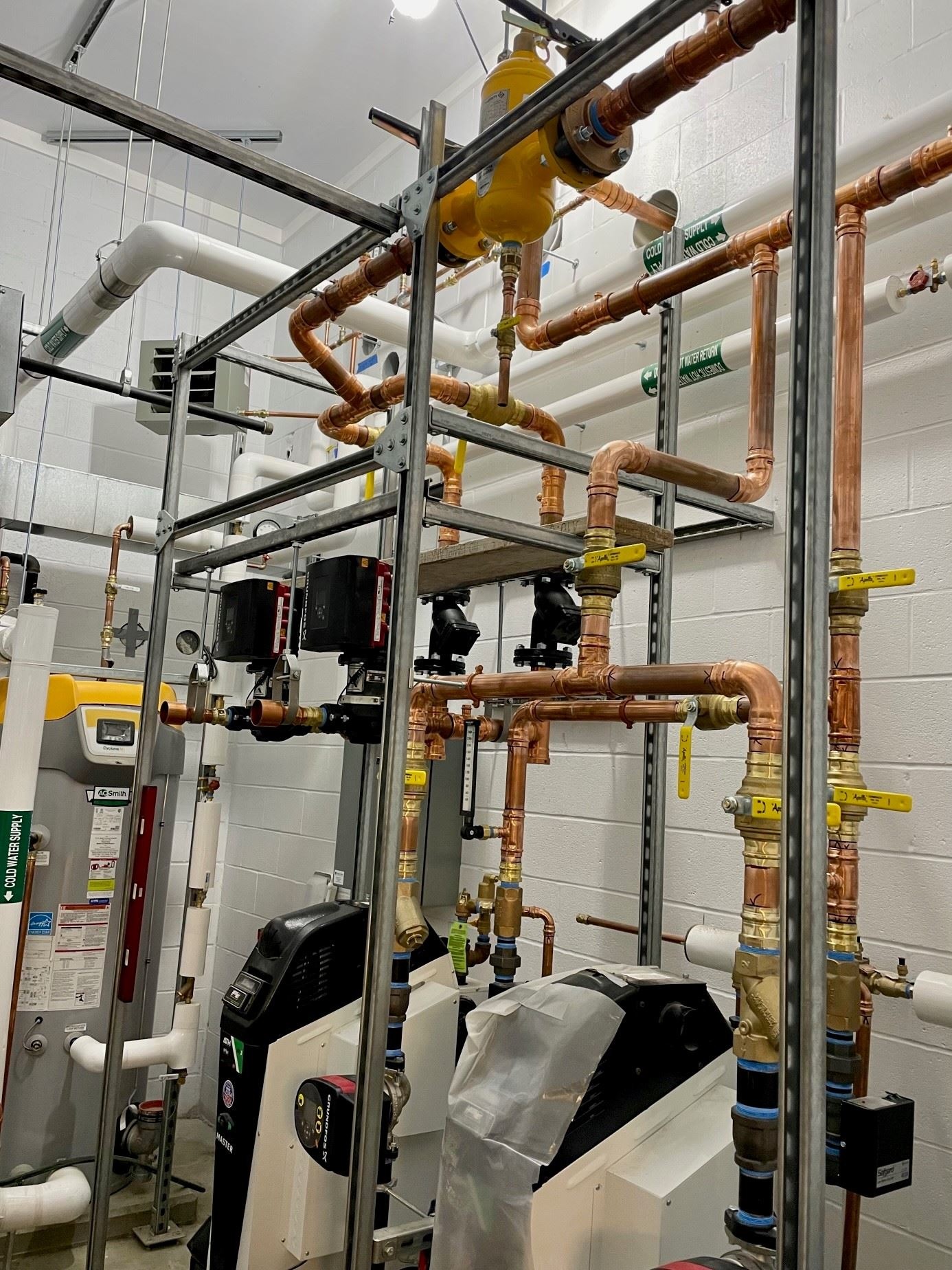 Boiler and Piping in Mechanical Room